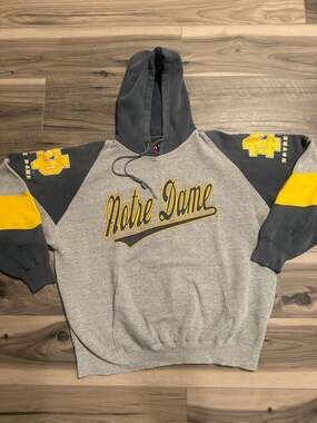 Vintage Galt Sand Notre Dame Fighting Irish Raglan Hoodie Large Logo